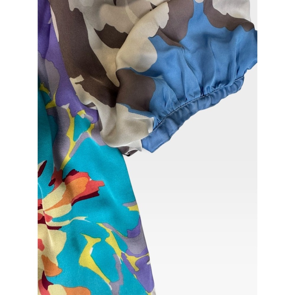Vintage Missoni Silk Floral Dress IT38 XS Puff Sleeve Multicolor Made in Italy - Picture 11 of 15
